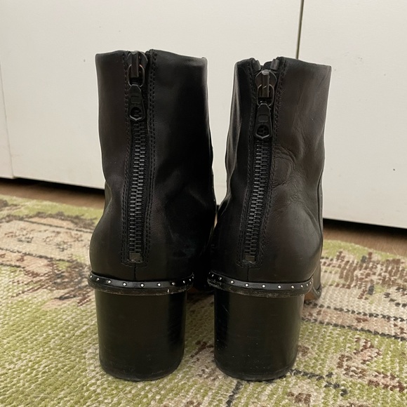 Rag & Bone Willow Black Leather Stud Heeled Boots - Picture 4 of 5